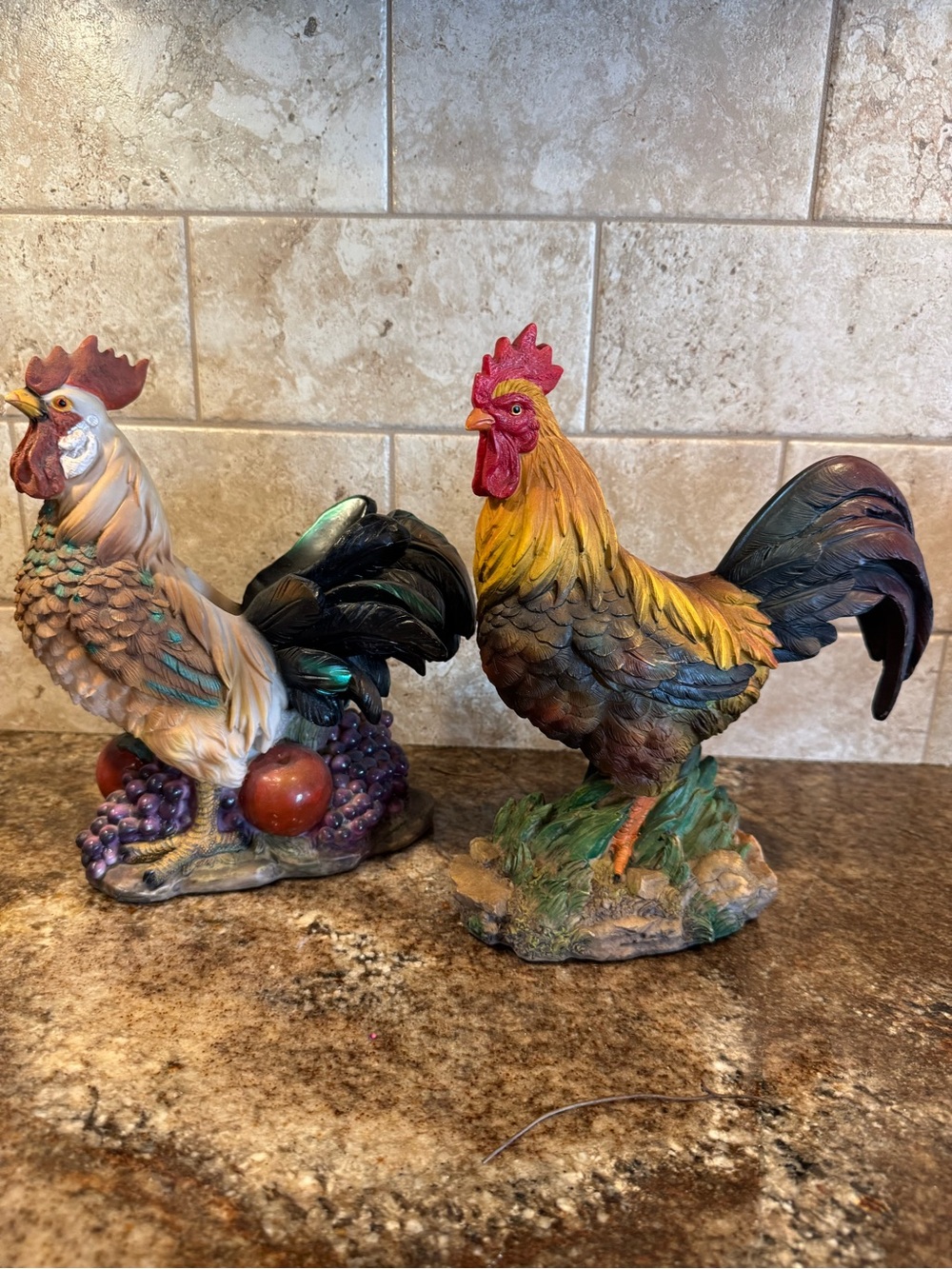 Rooster Kitchen Decor Lot 2 Wine Bottle Holder Figurine Farmhouse Country